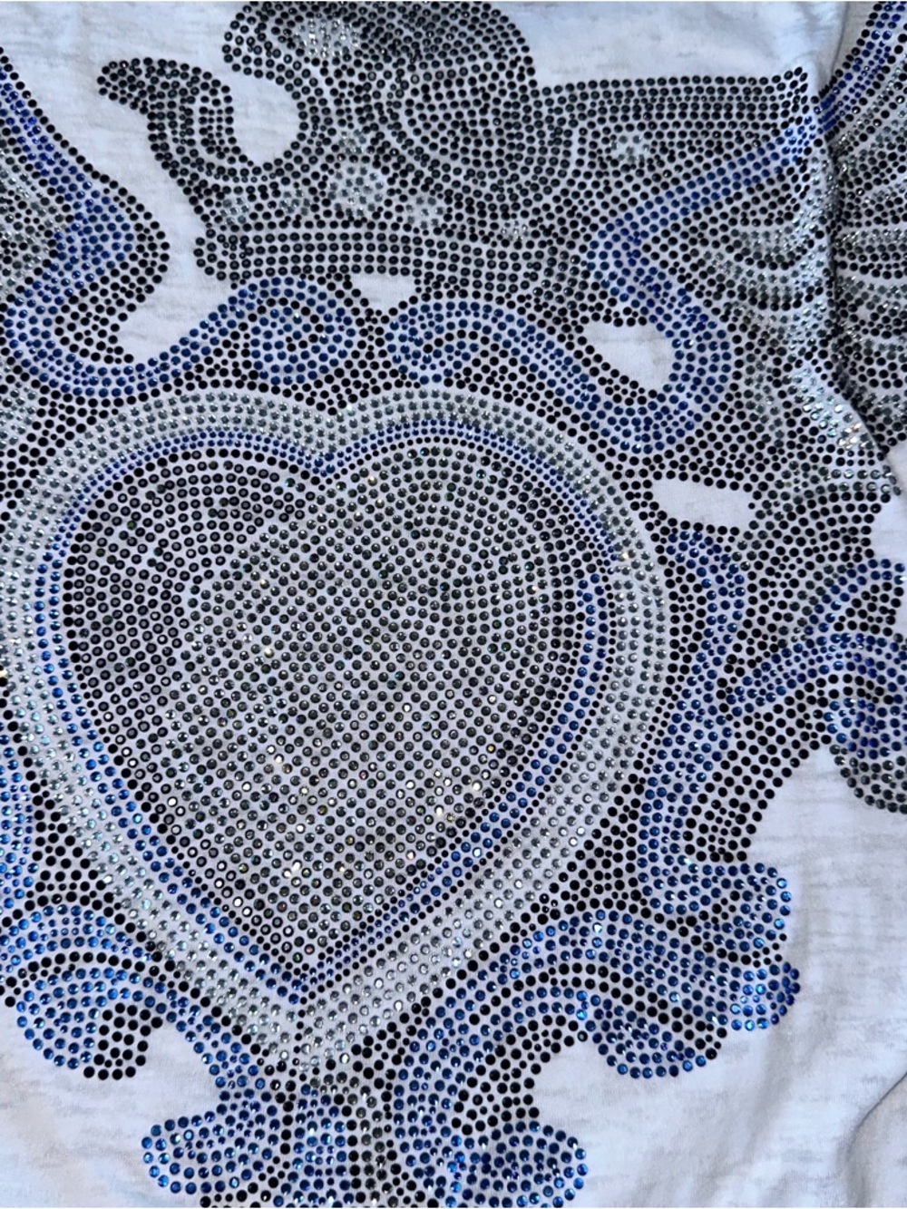 VINTAGE USA Rawyalty Rhinestone Eagle Winged Heart Burnout Top Y2K - Picture 3 of 6